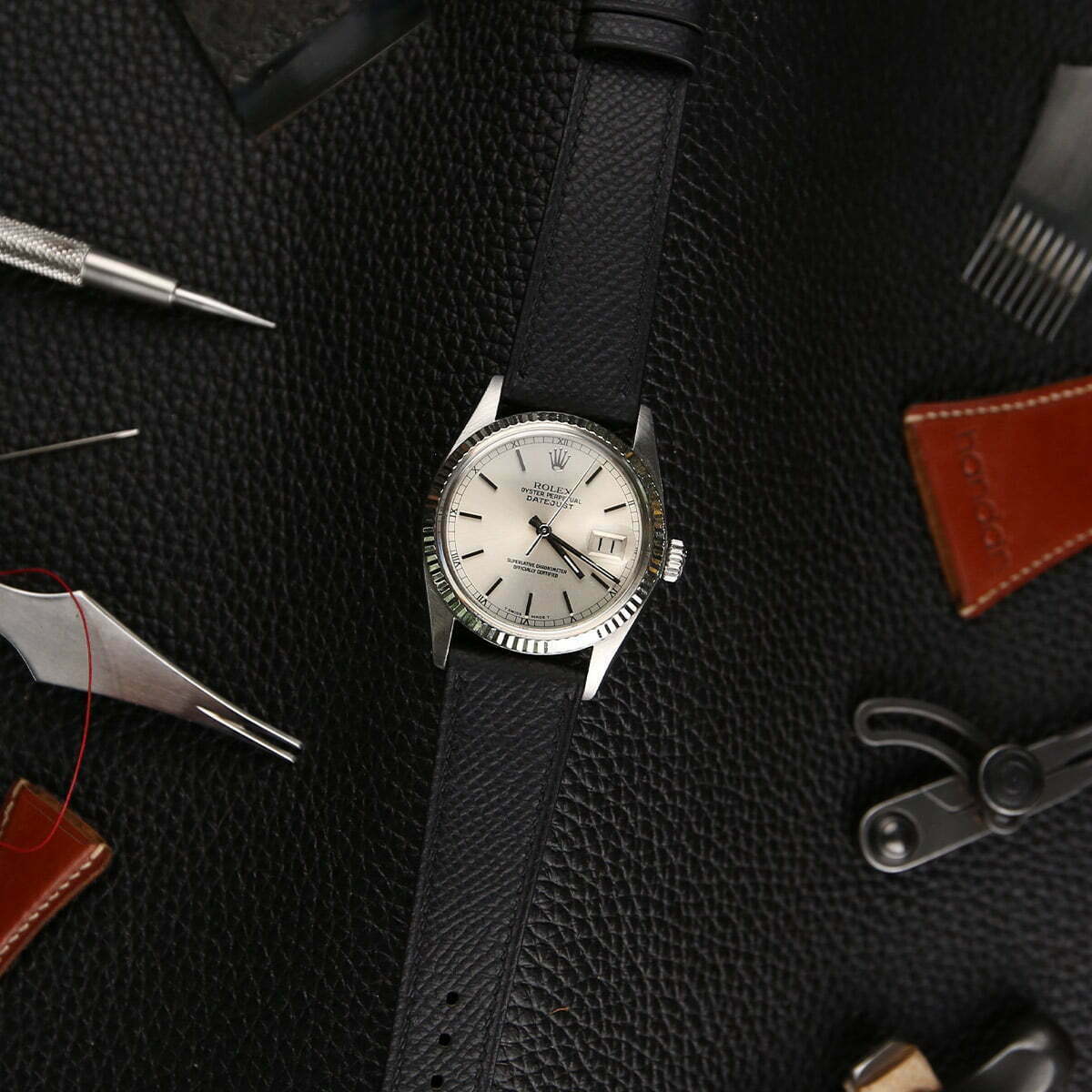 Black Epsom Leather Watch Strap - Image 2