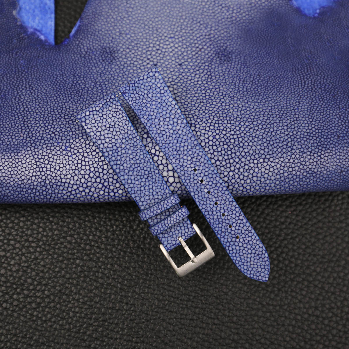 Vintage Blue Stingray Leather Watch Strap