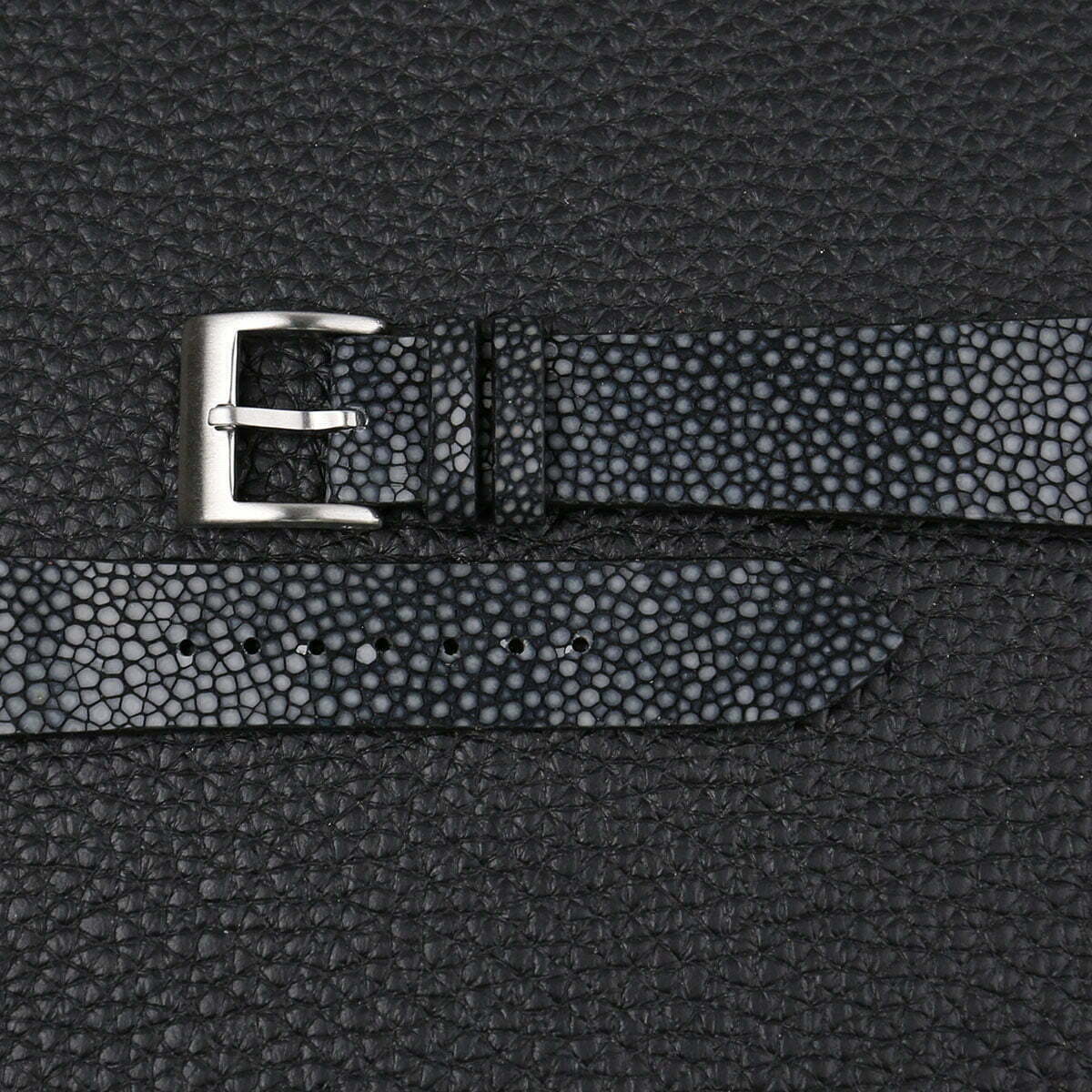 Vintage Black Stingray Leather Watch Strap - Image 3