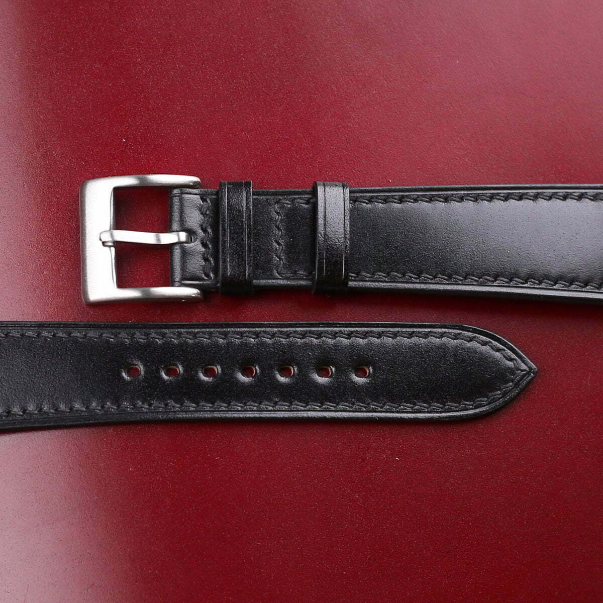 Black Shell Cordovan Leather Watch Strap - Image 4