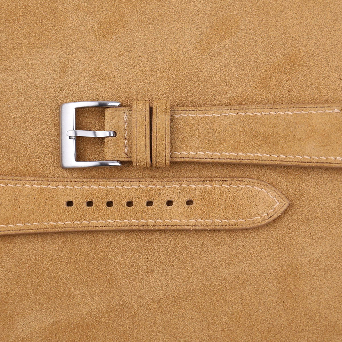 Light Brown Suede Leather Watch Strap - Image 2