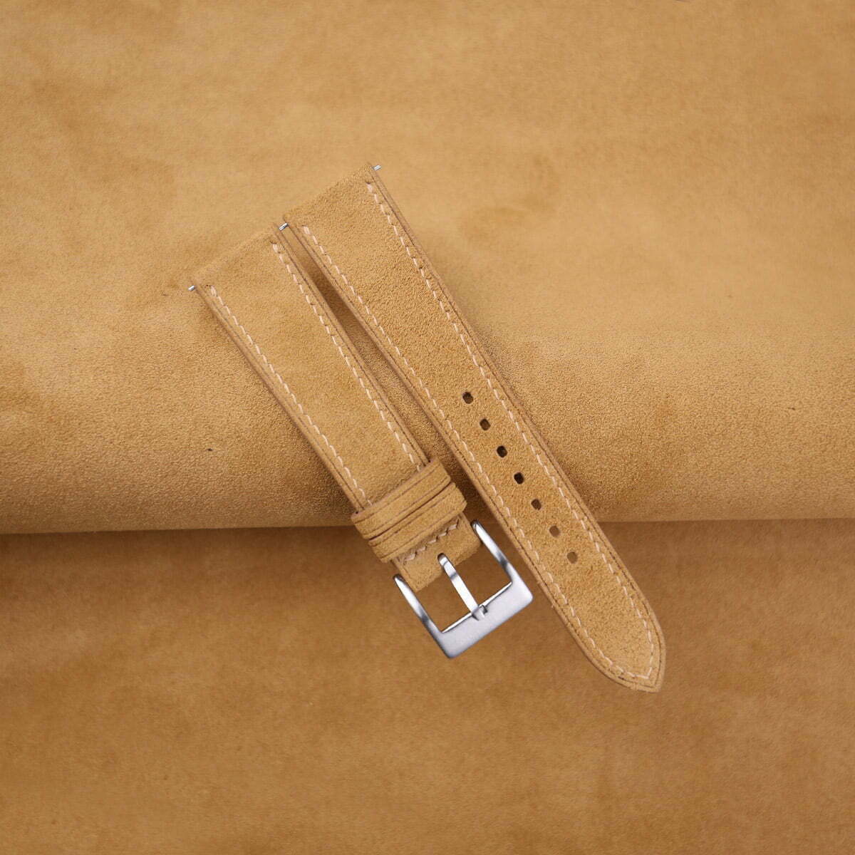 Light Brown Suede Leather Watch Strap