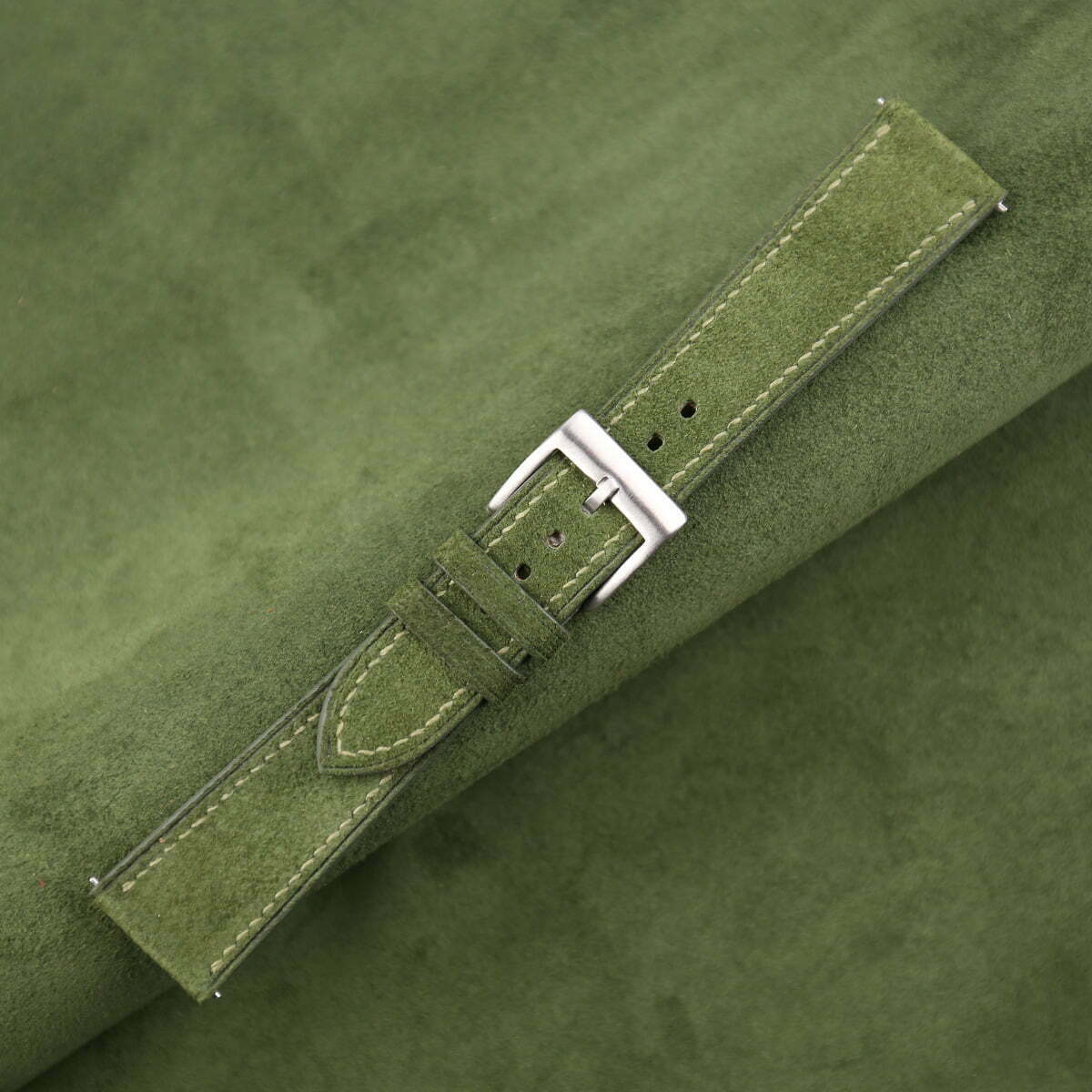 Green Suede Leather Watch Strap - Image 3
