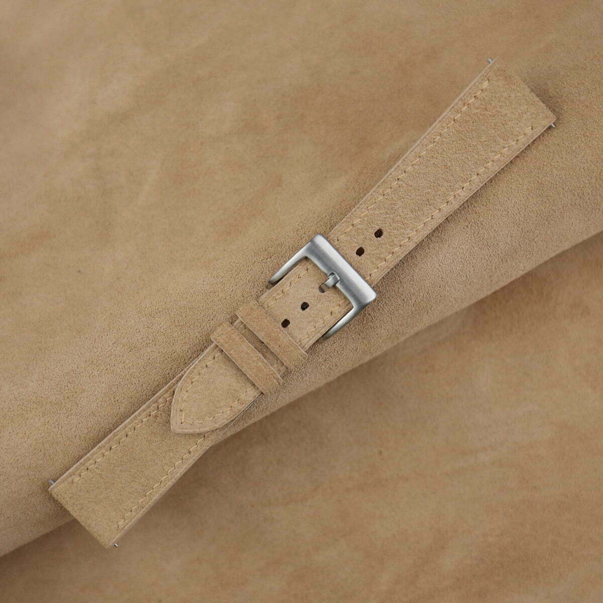 Dark Beige Suede Leather Watch Strap - Image 3