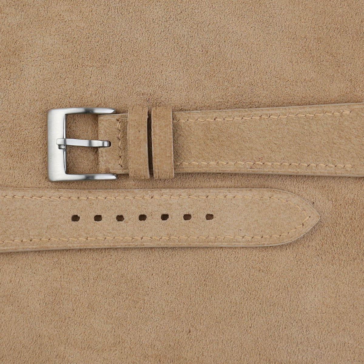 Dark Beige Suede Leather Watch Strap - Image 2
