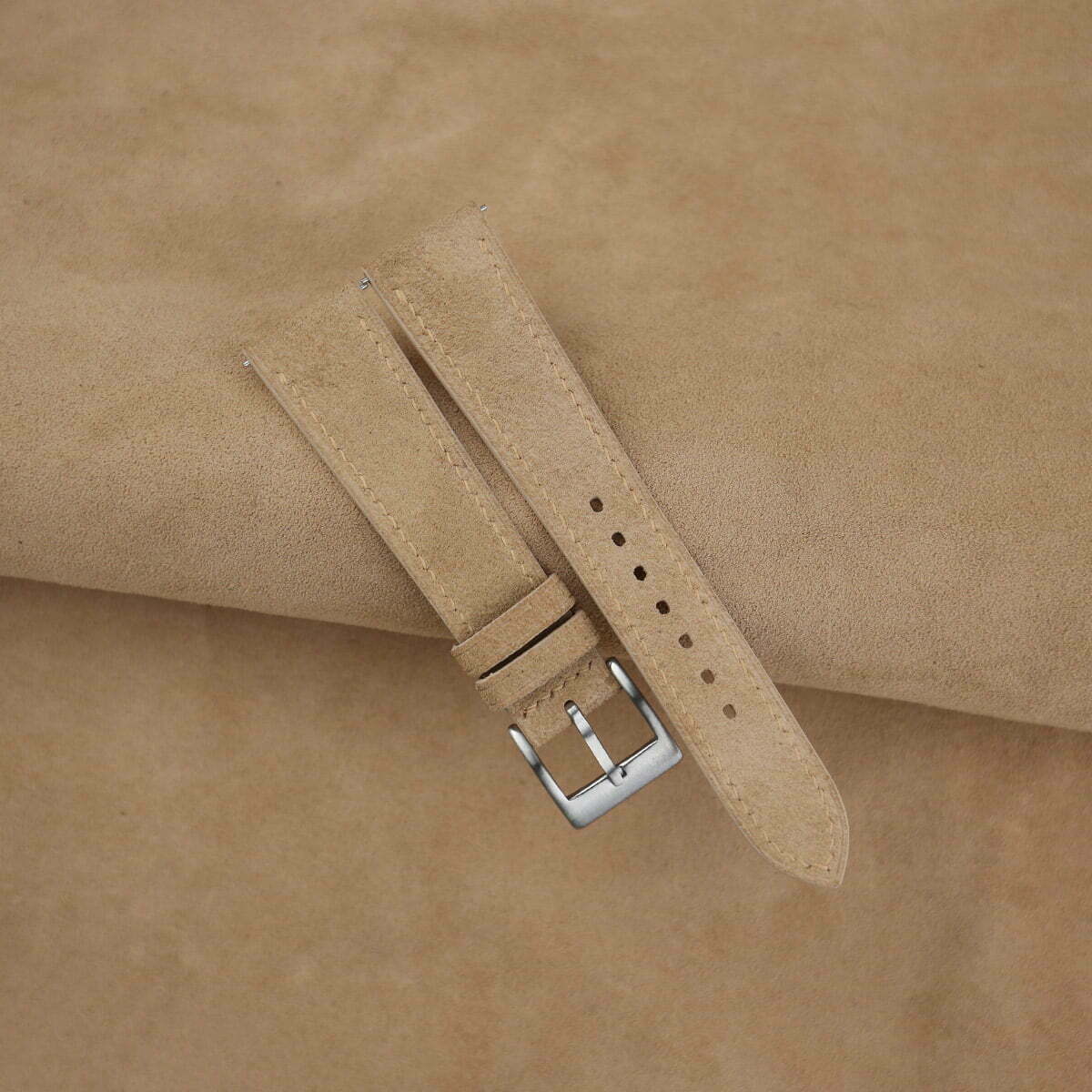 Dark Beige Suede Leather Watch Strap