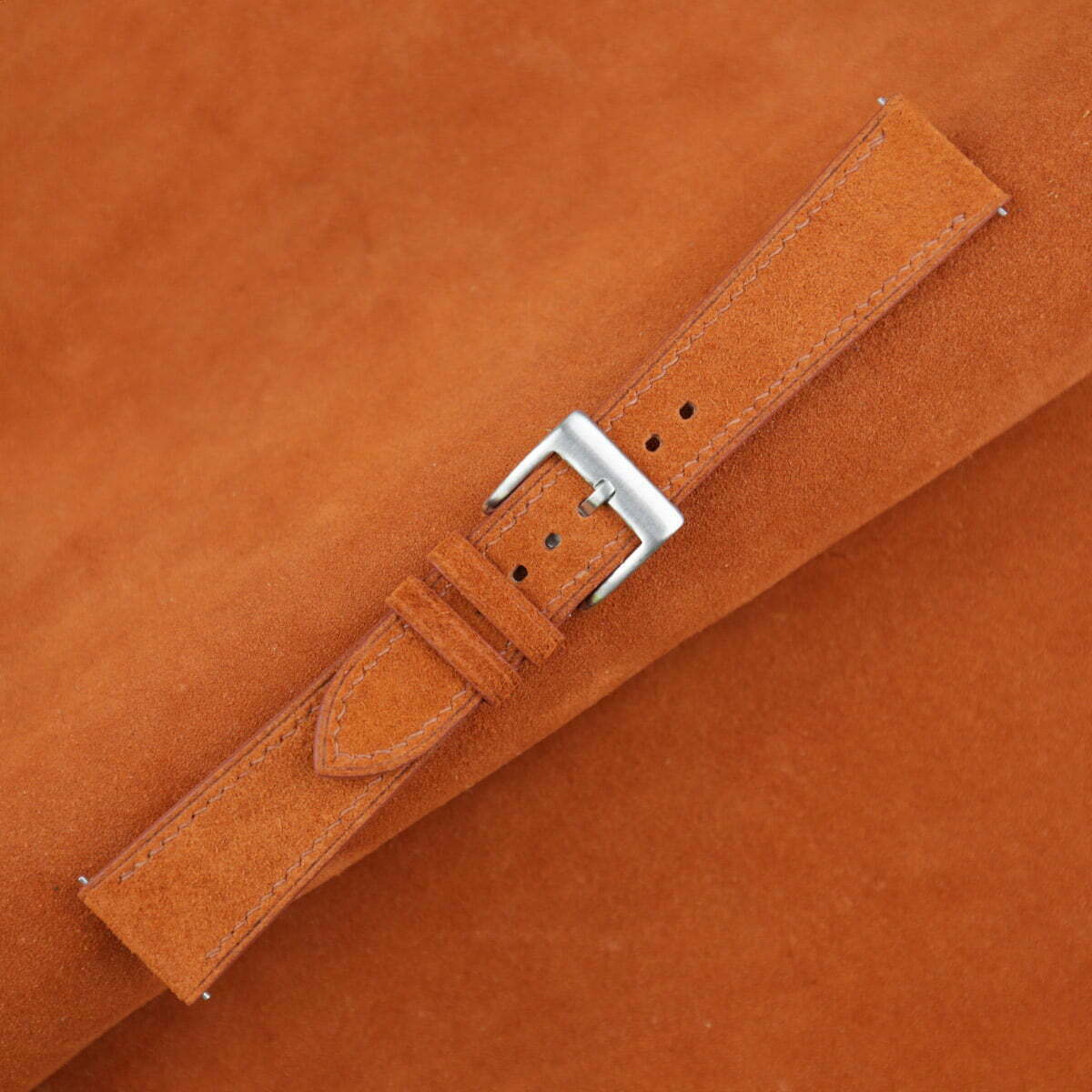 Burnt Orange Suede Leather Watch Strap - Image 2