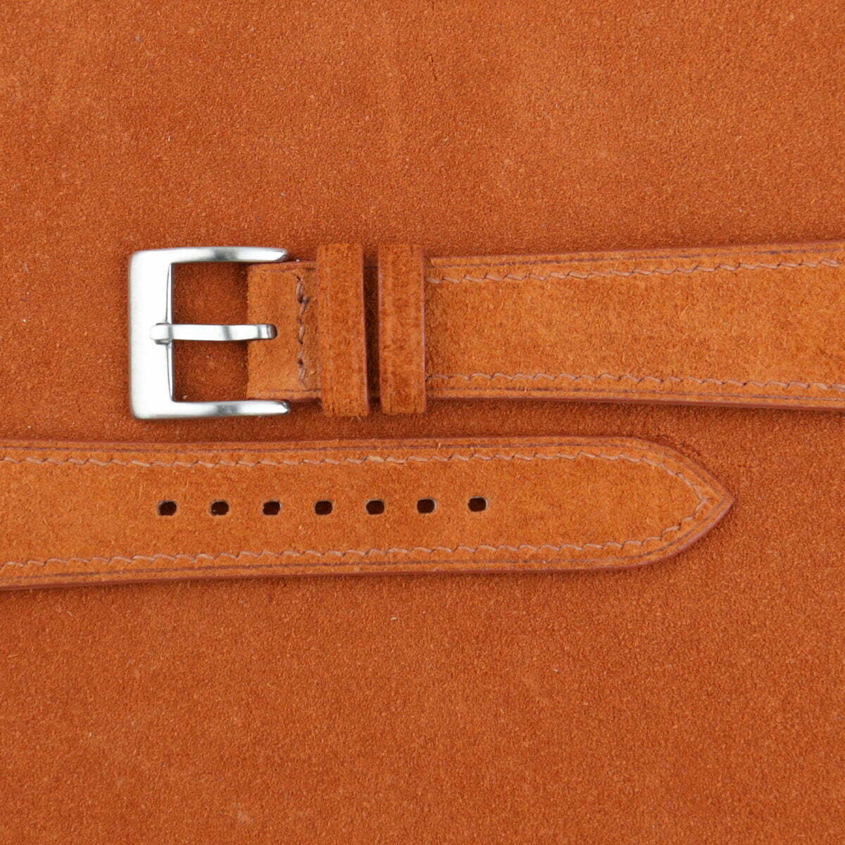 Burnt Orange Suede Leather Watch Strap - Image 3