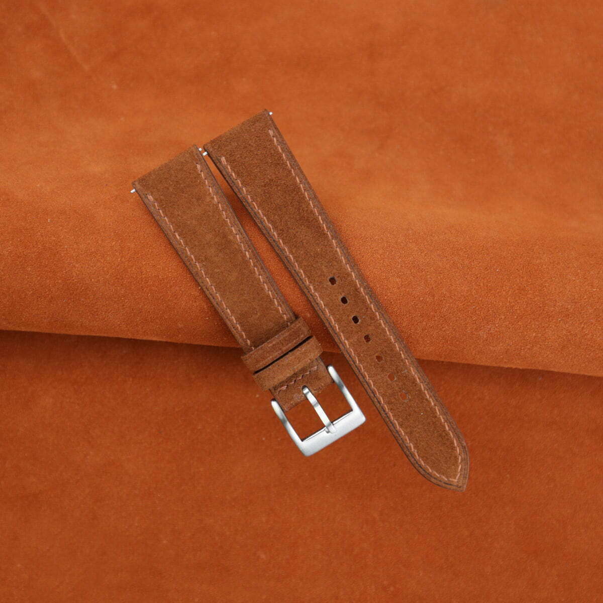 Burnt Brown Suede Leather Watch Strap