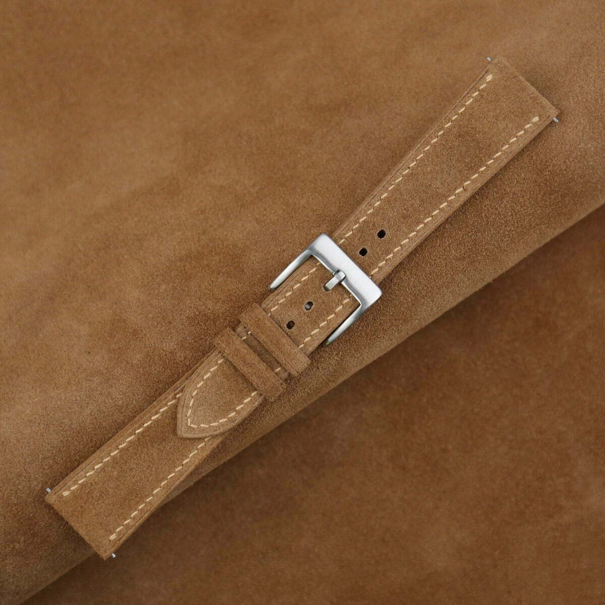 Brown Suede Leather Watch Strap - Image 3