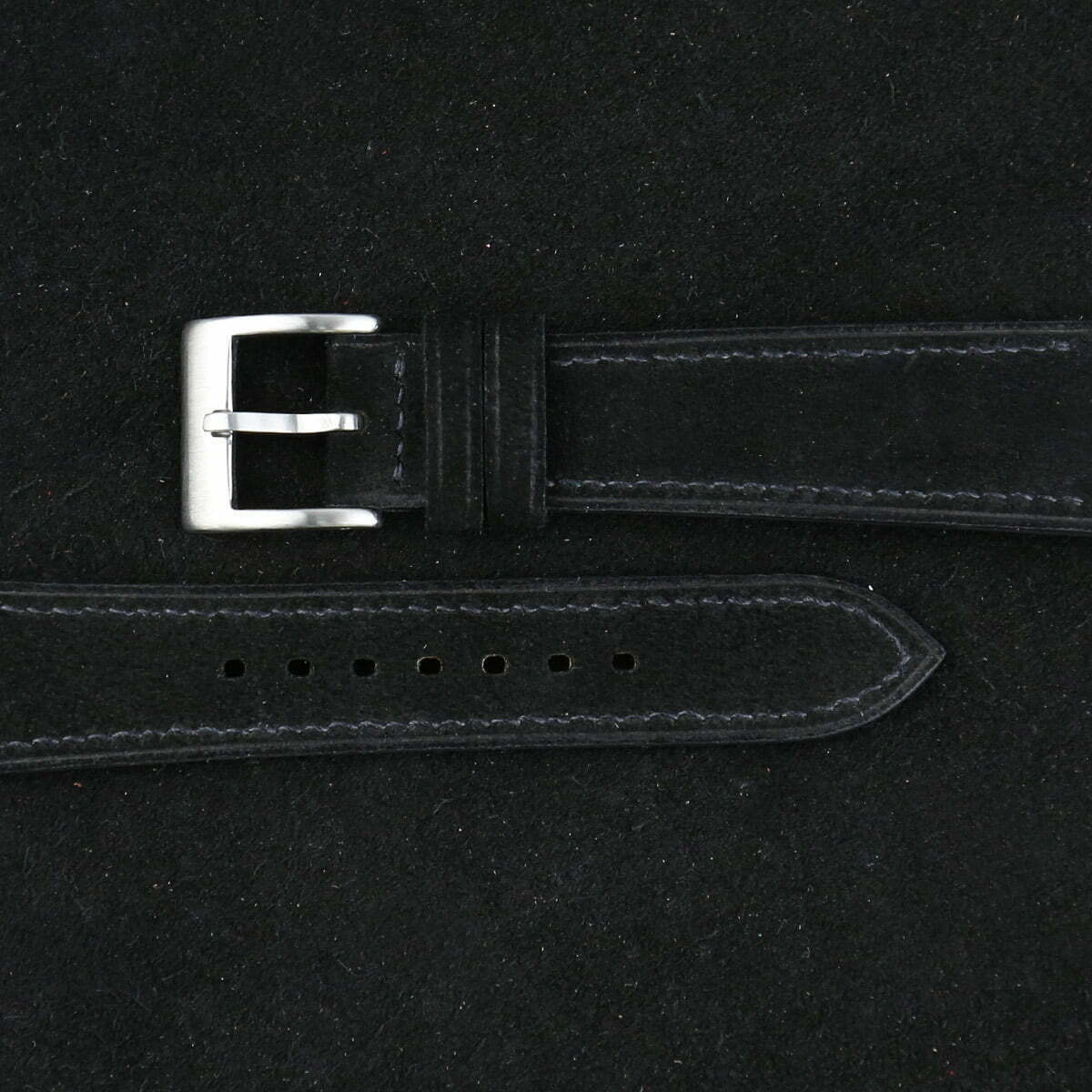 Black Suede Leather Watch Strap - Image 2