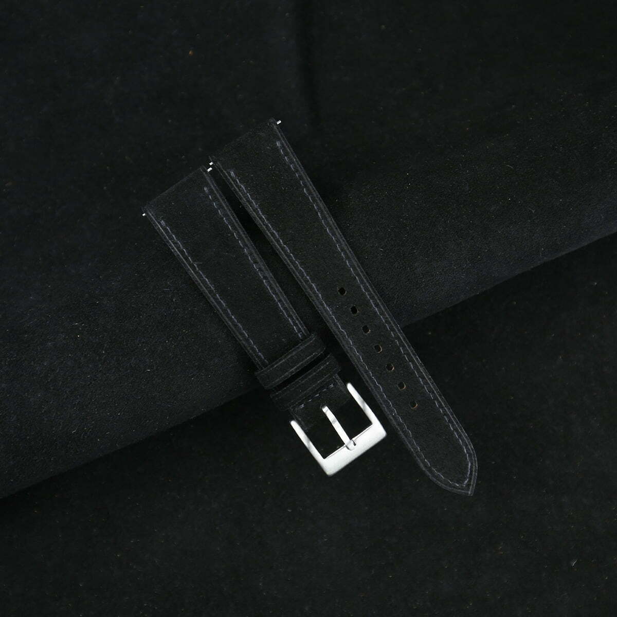 Black Suede Leather Watch Strap