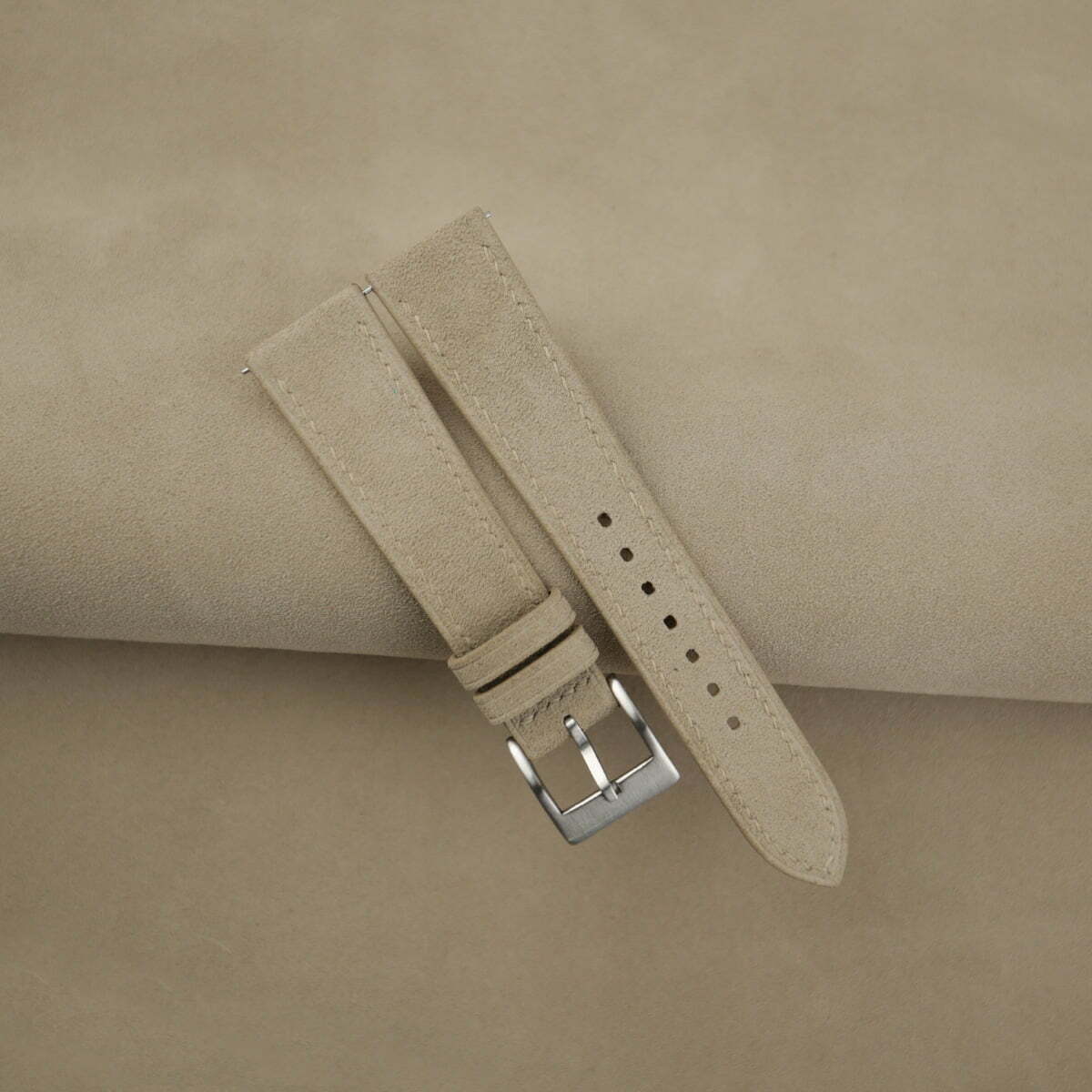 Beige Suede Leather Watch Strap