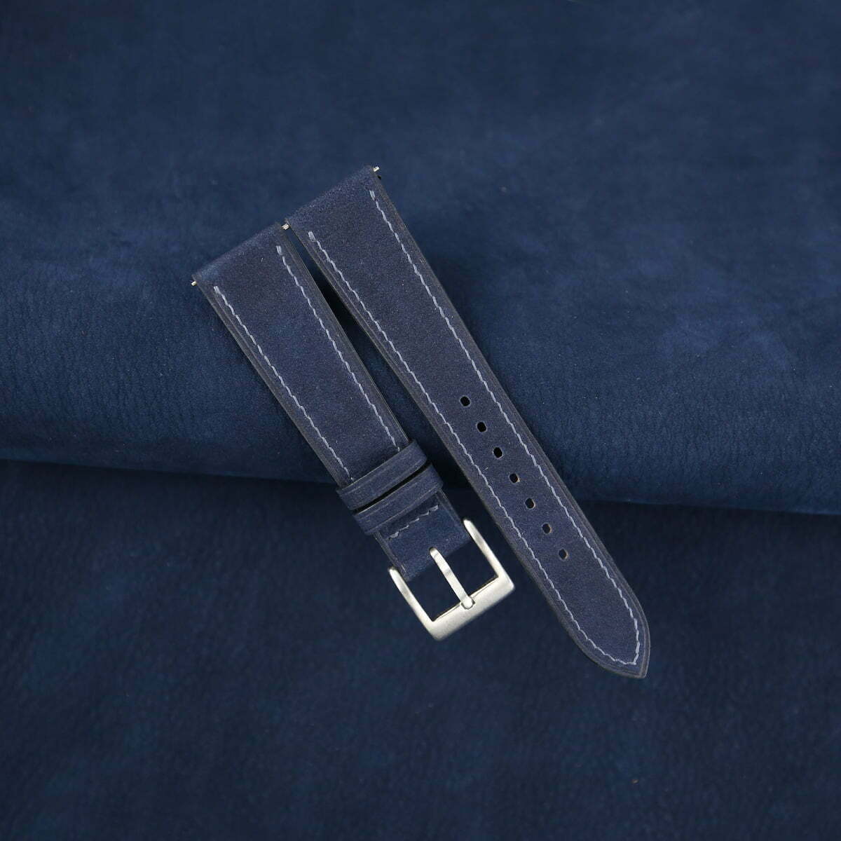 Navy Nubuck Leather Watch Strap