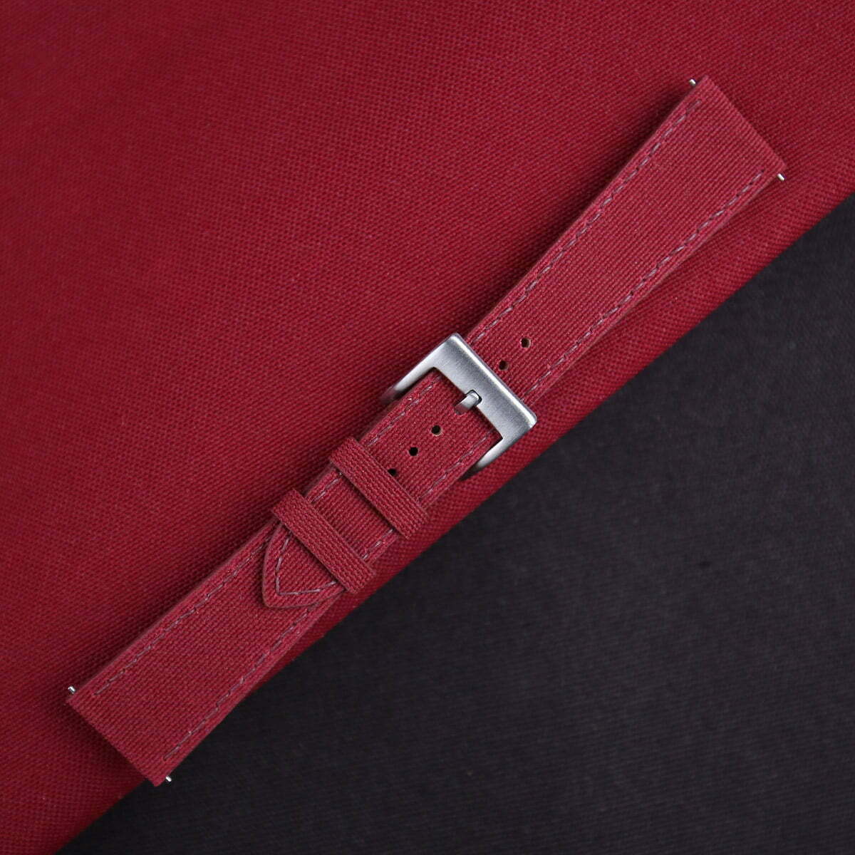 Burgundy Canvas Watch Strap - Image 3