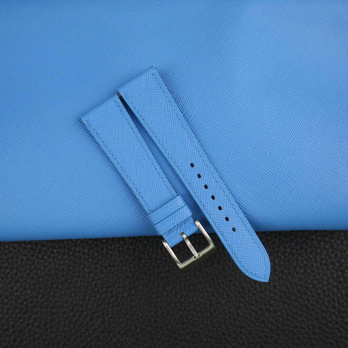 Baby Blue Saffiano Leather Watch Strap