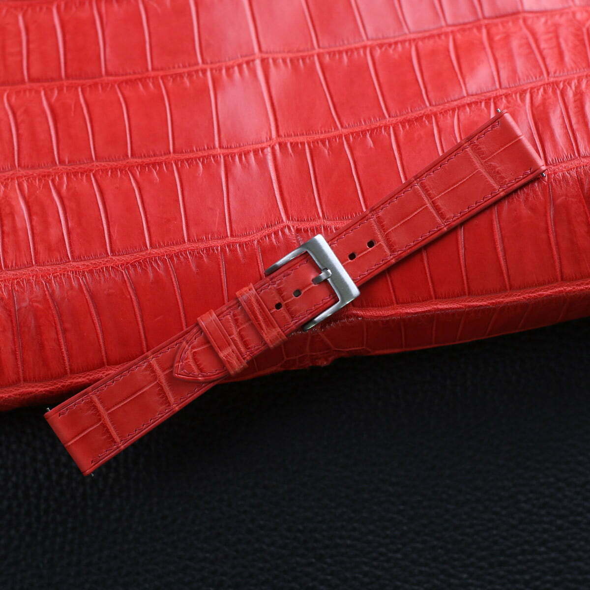 Red Alligator Leather Watch Strap - Image 3
