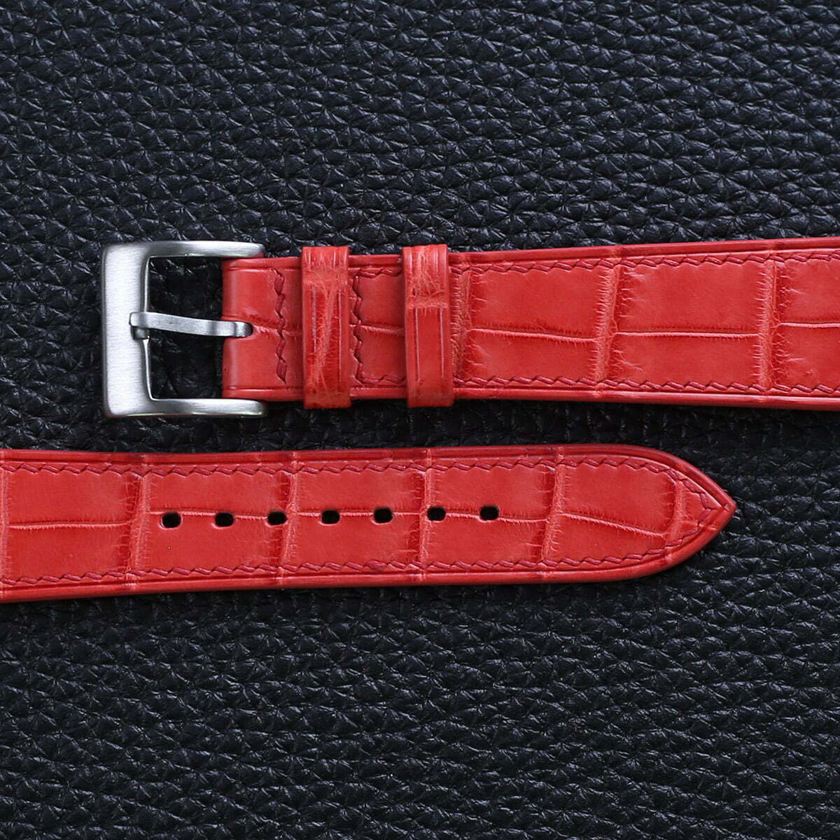 Red Alligator Leather Watch Strap - Image 2