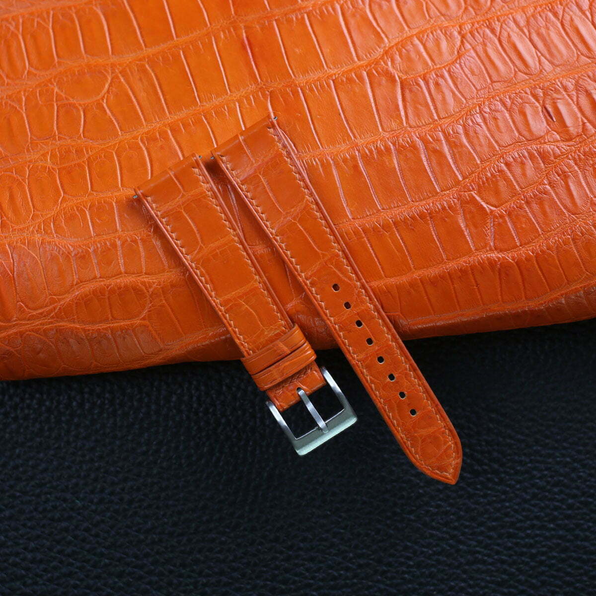 Orange Alligator leather watch strap
