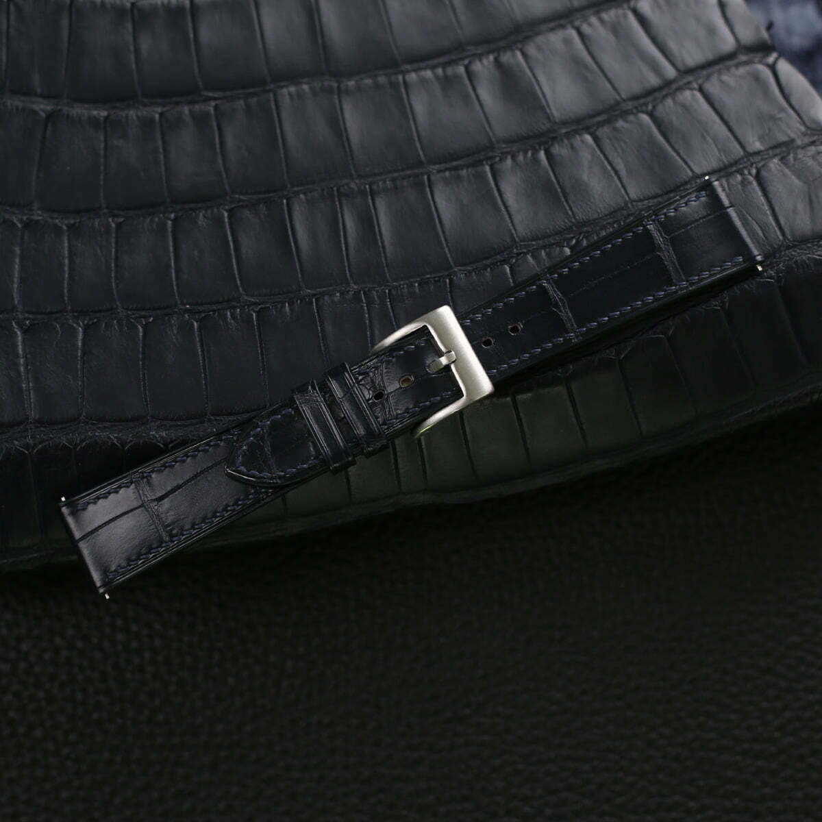 Midnight Blue Alligator Leather Watch Strap - Image 3