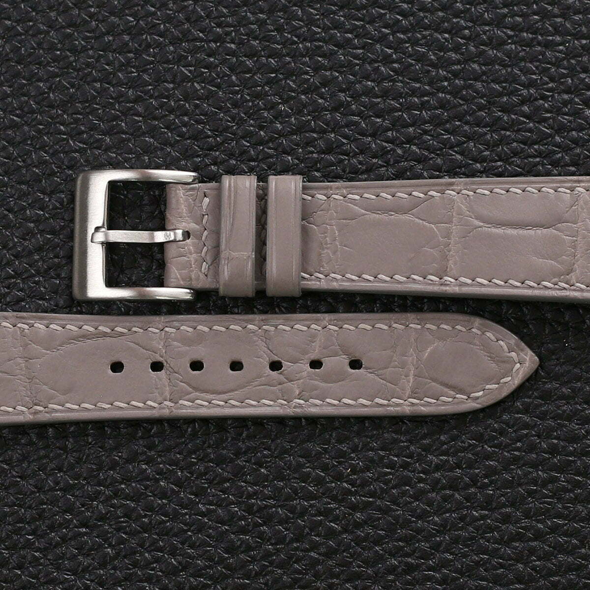 Cement Alligator Leather Watch Strap - Image 2