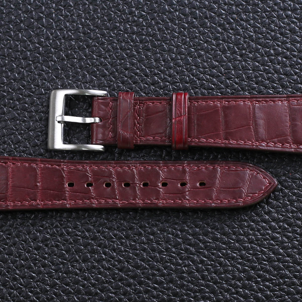 Burgundy Alligator Leather Watch Strap - Image 2