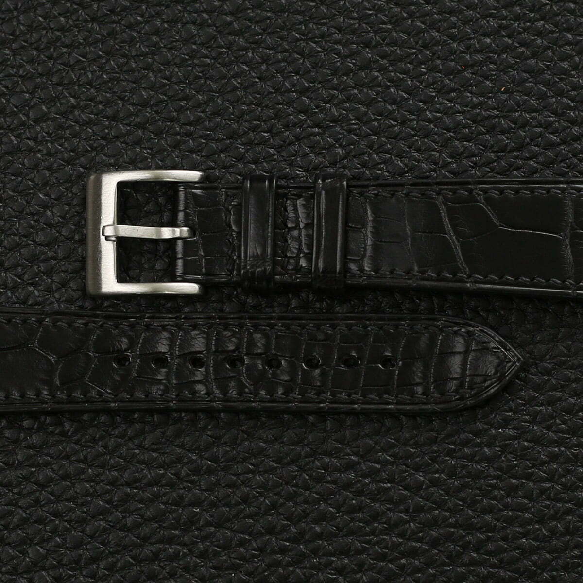 Black Alligator Leather Watch Strap - Image 2