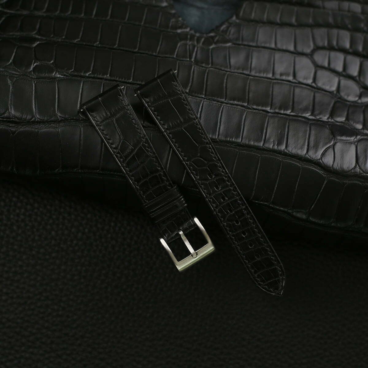 black alligator leather watch strap