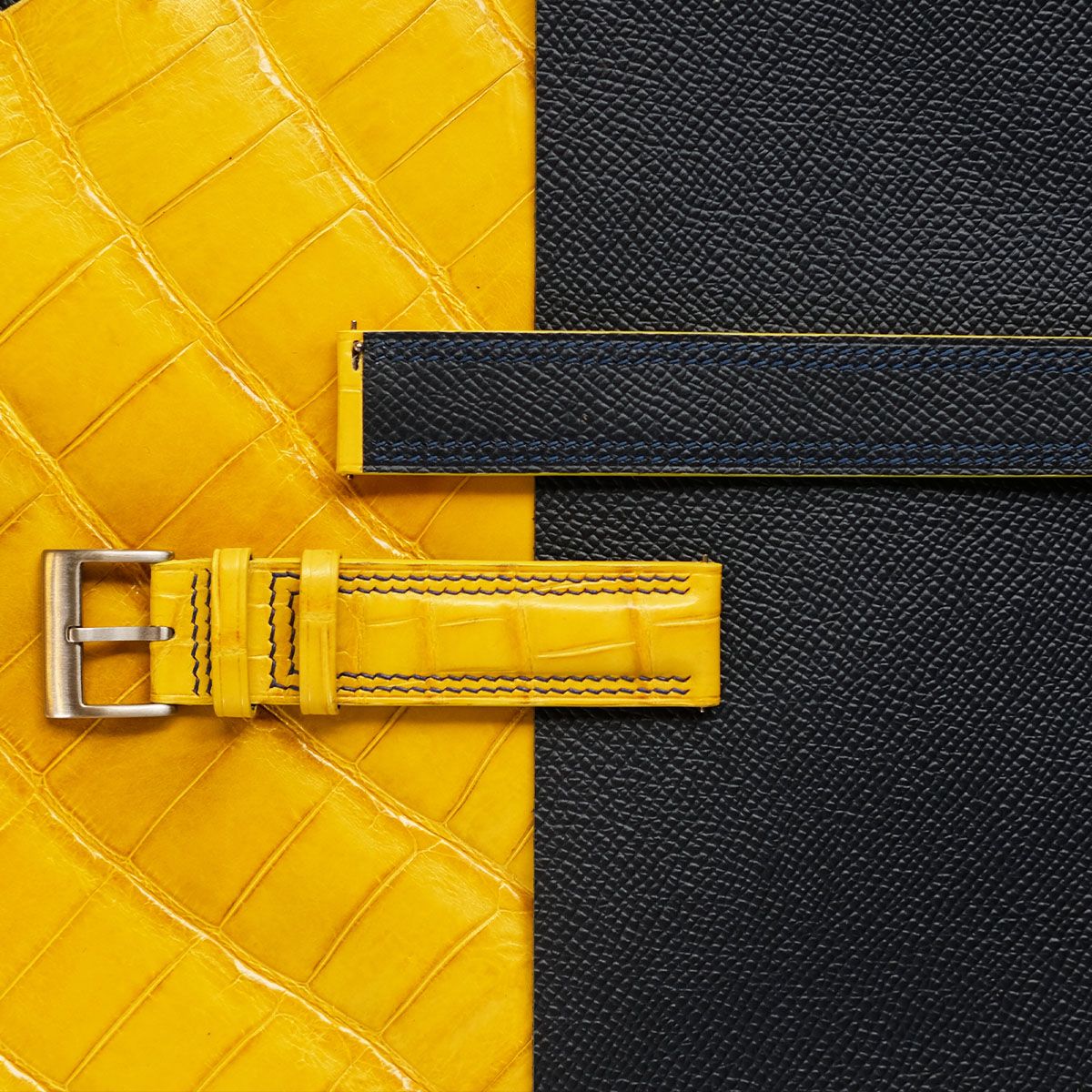 Yellow Alligator navy lining classic double stitching navy