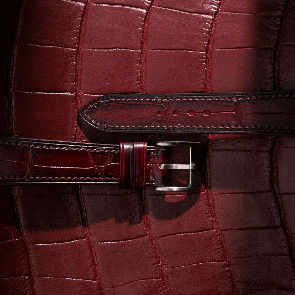 Patina Bordeaux Alligator Leather Watch Strap - Image 2