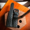 black rally epsom leather watch strap