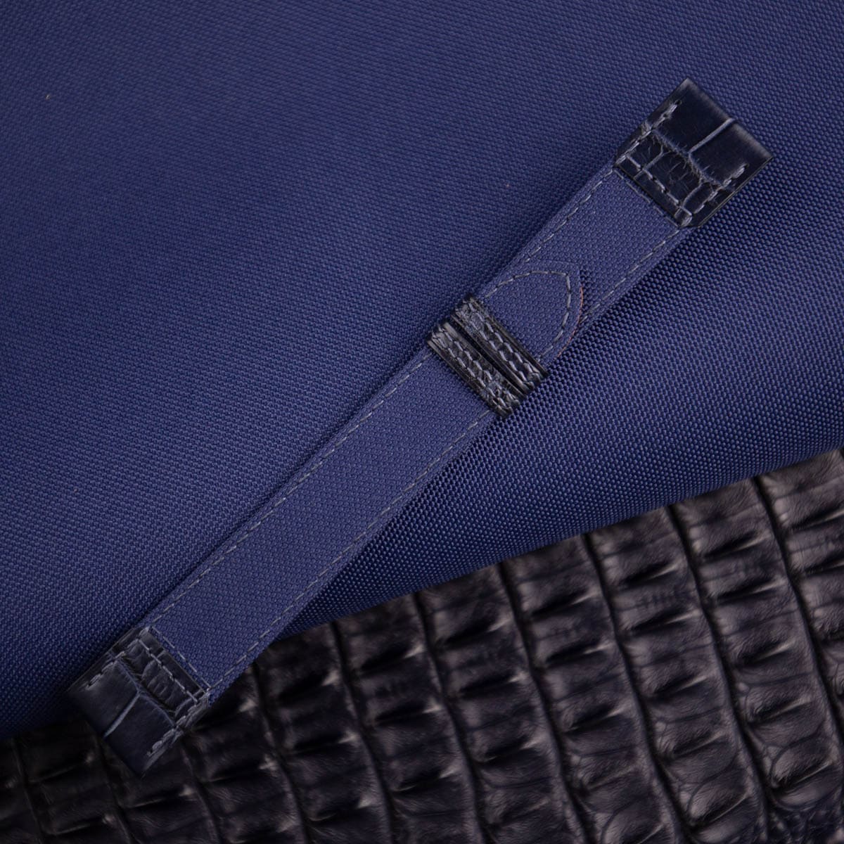Dark Blue Canvas Mix Alligator Watch Strap - Image 7
