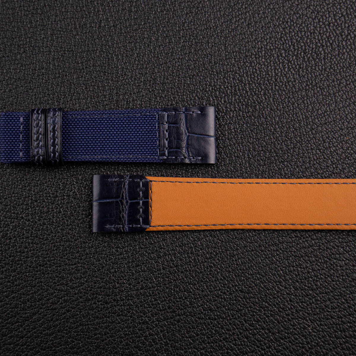 Dark Blue Canvas Mix Alligator Watch Strap - Image 4