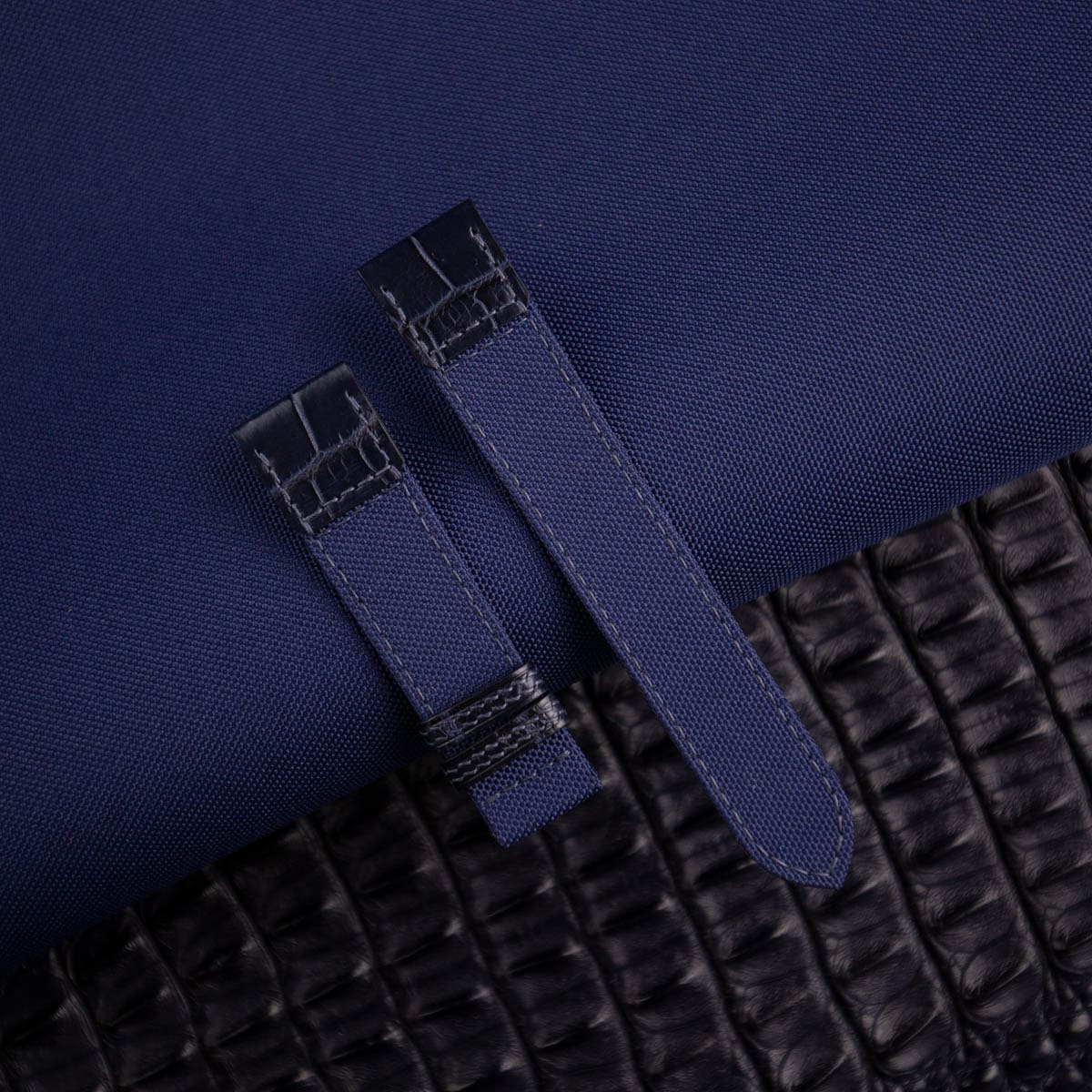Dark Blue Canvas Mix Alligator Watch Strap
