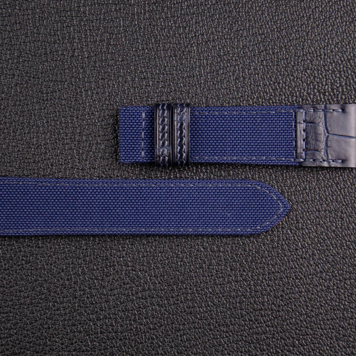 Dark Blue Canvas Mix Alligator Watch Strap - Image 5