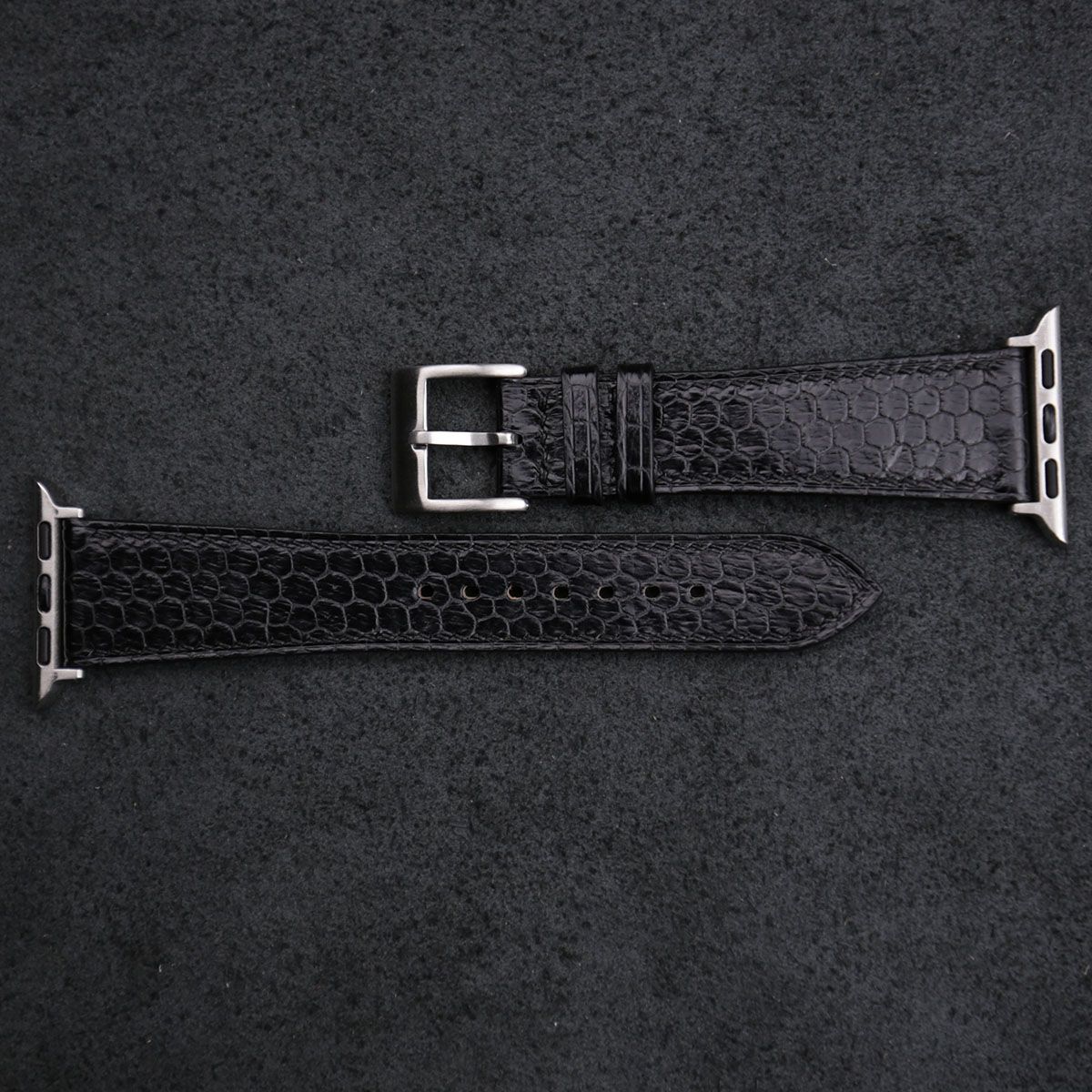 Black Snake Sea Leather Apple Watch Band - Image 4