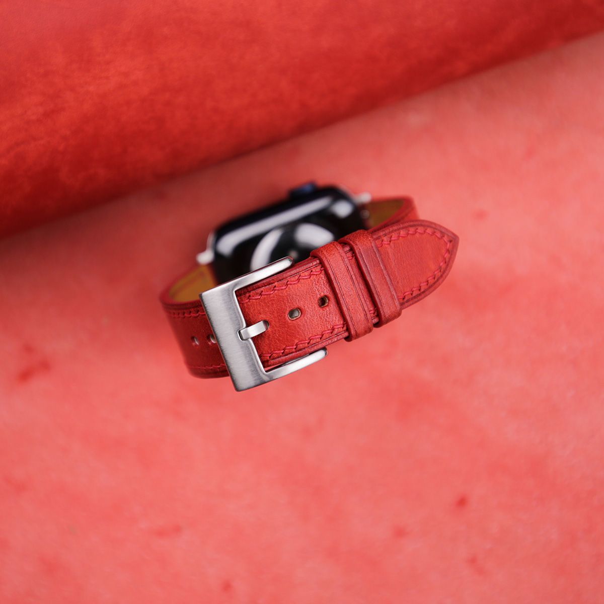 Red Maya Leather Apple Watch Band - Image 2