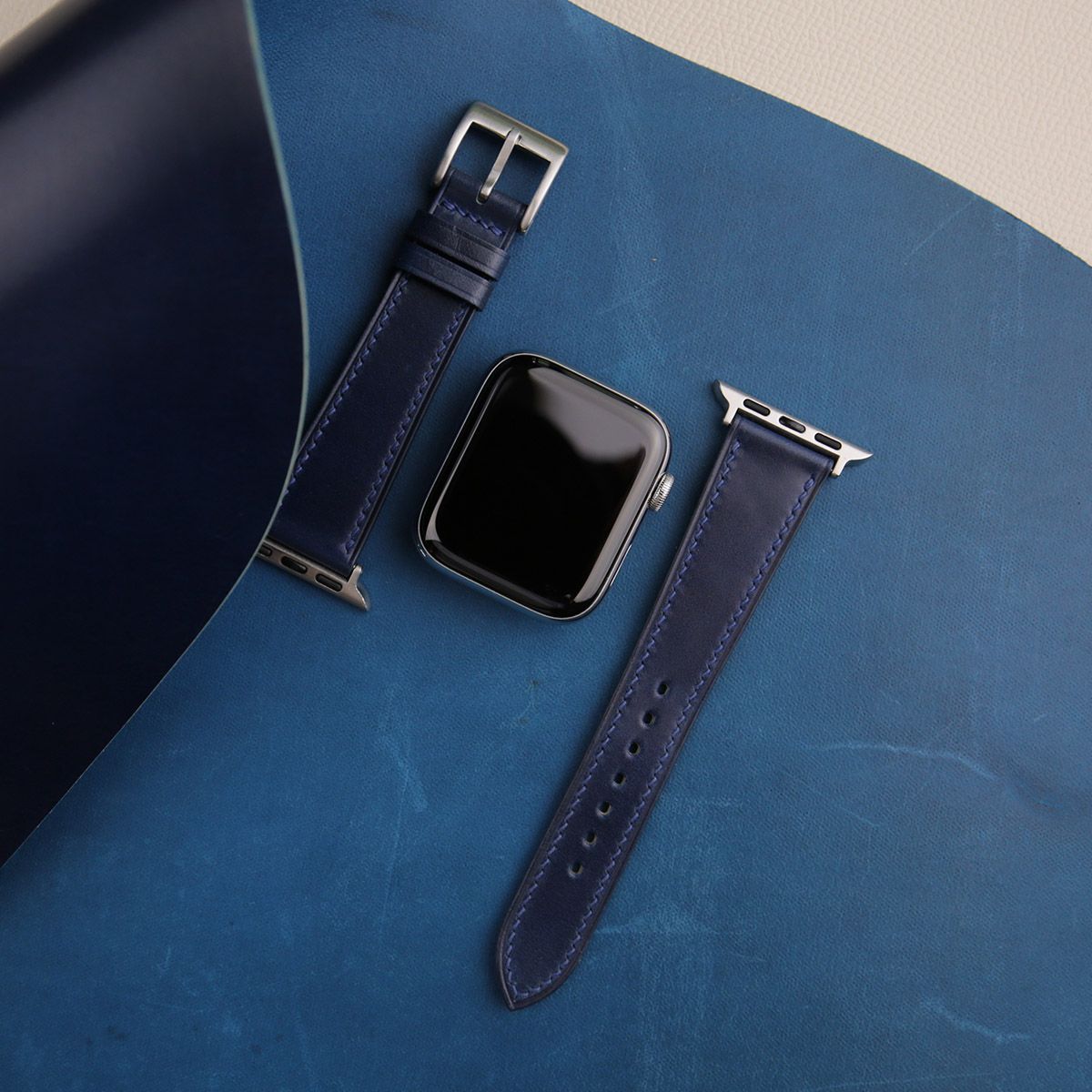 Dark Blue Shell Cordovan Leather Apple Watch Band - Image 3