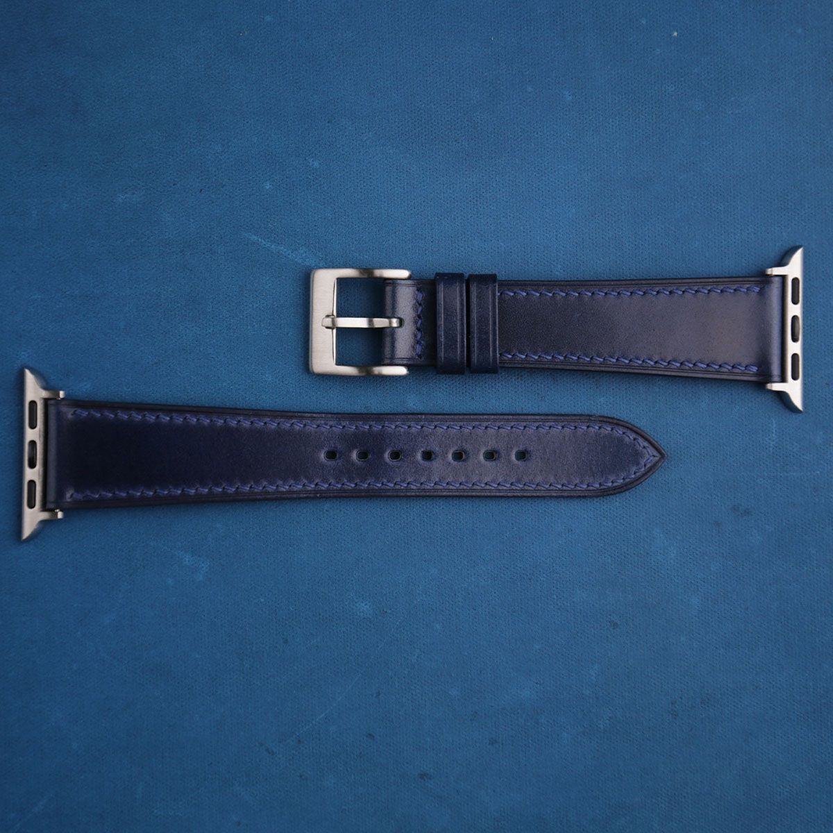 Dark Blue Shell Cordovan Leather Apple Watch Band - Image 4