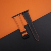 Black Orange Epsom Calf Leather Apple Watch Band