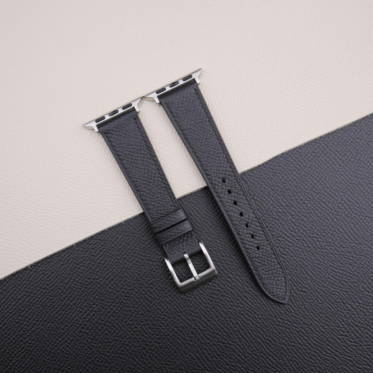 Black Epsom Calf Leather Apple Watch Band
