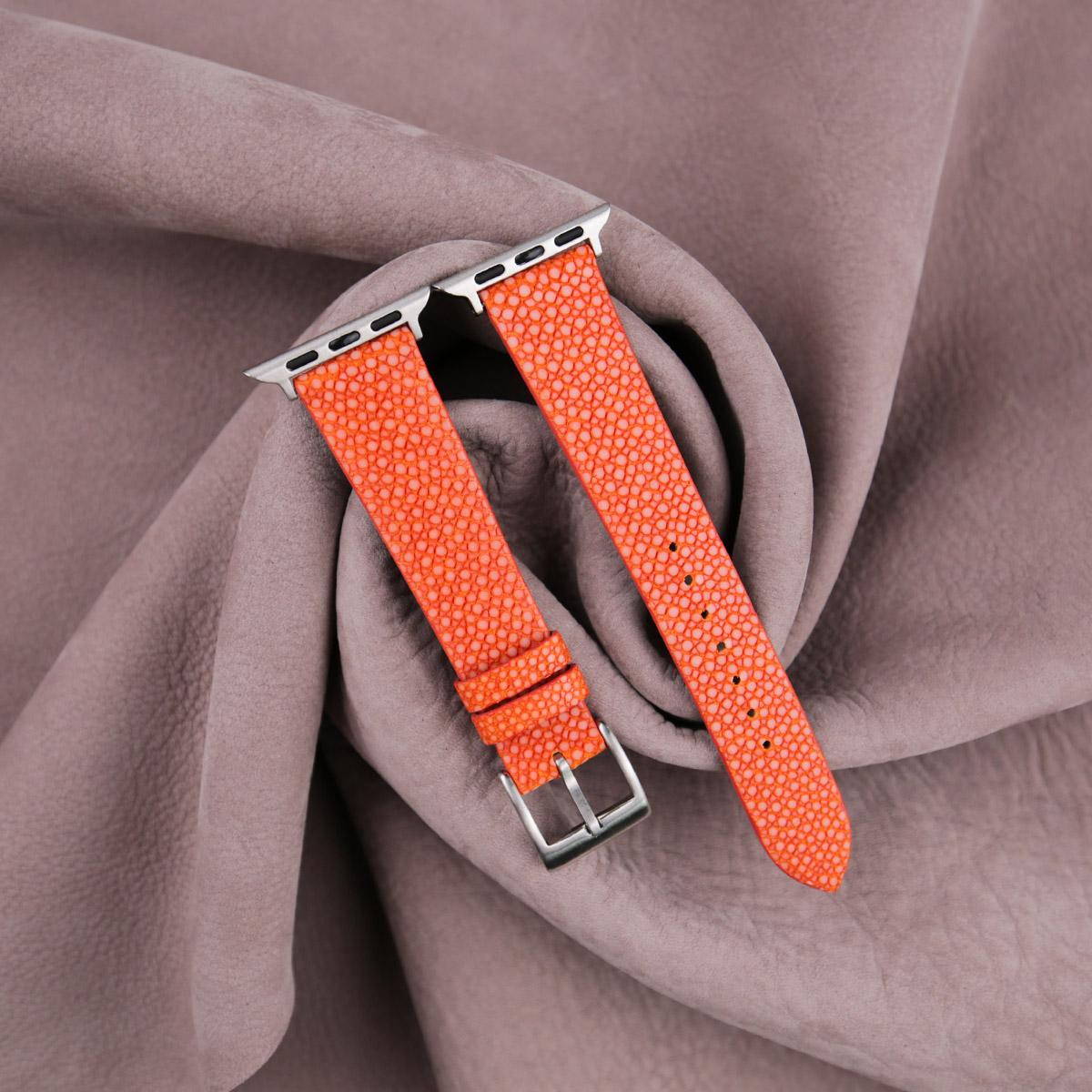 Orange Stingray Leather Apple Watch Band