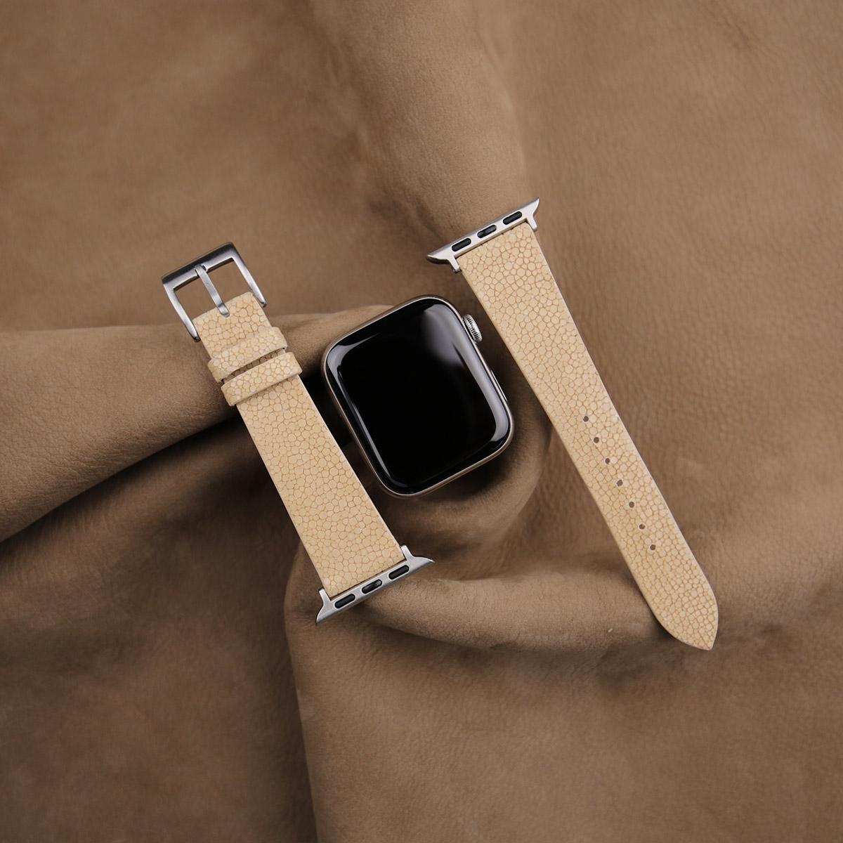 Beige Stingray Leather Apple Watch Band - Image 3