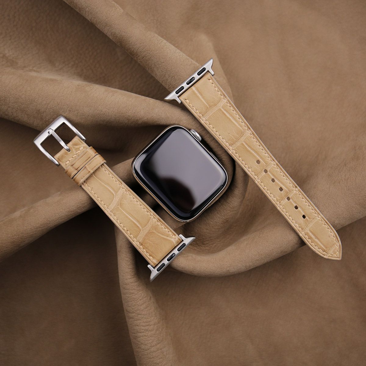 Beige Alligator Leather Apple Watch Band - Image 3