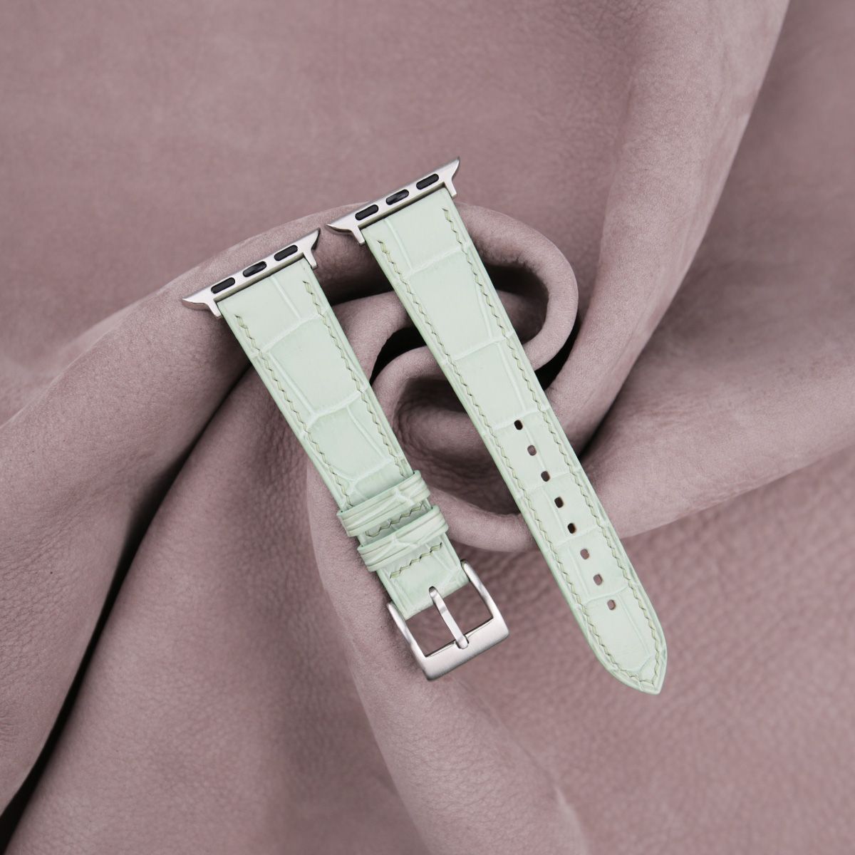 Mint Alligator Leather Apple Watch Band