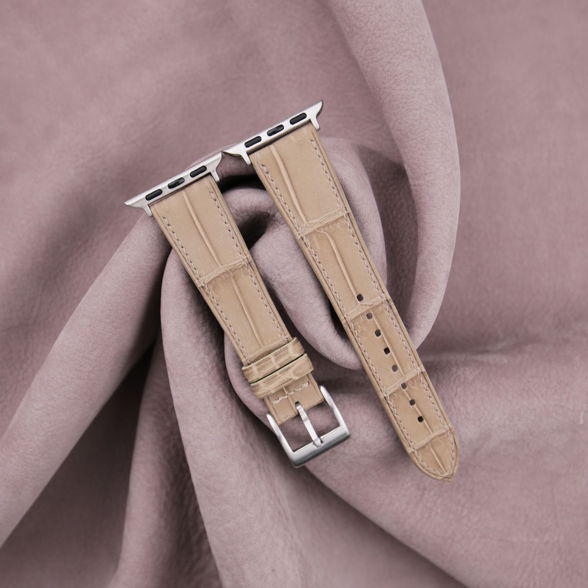 Light Brown Alligator Leather Apple Watch Band