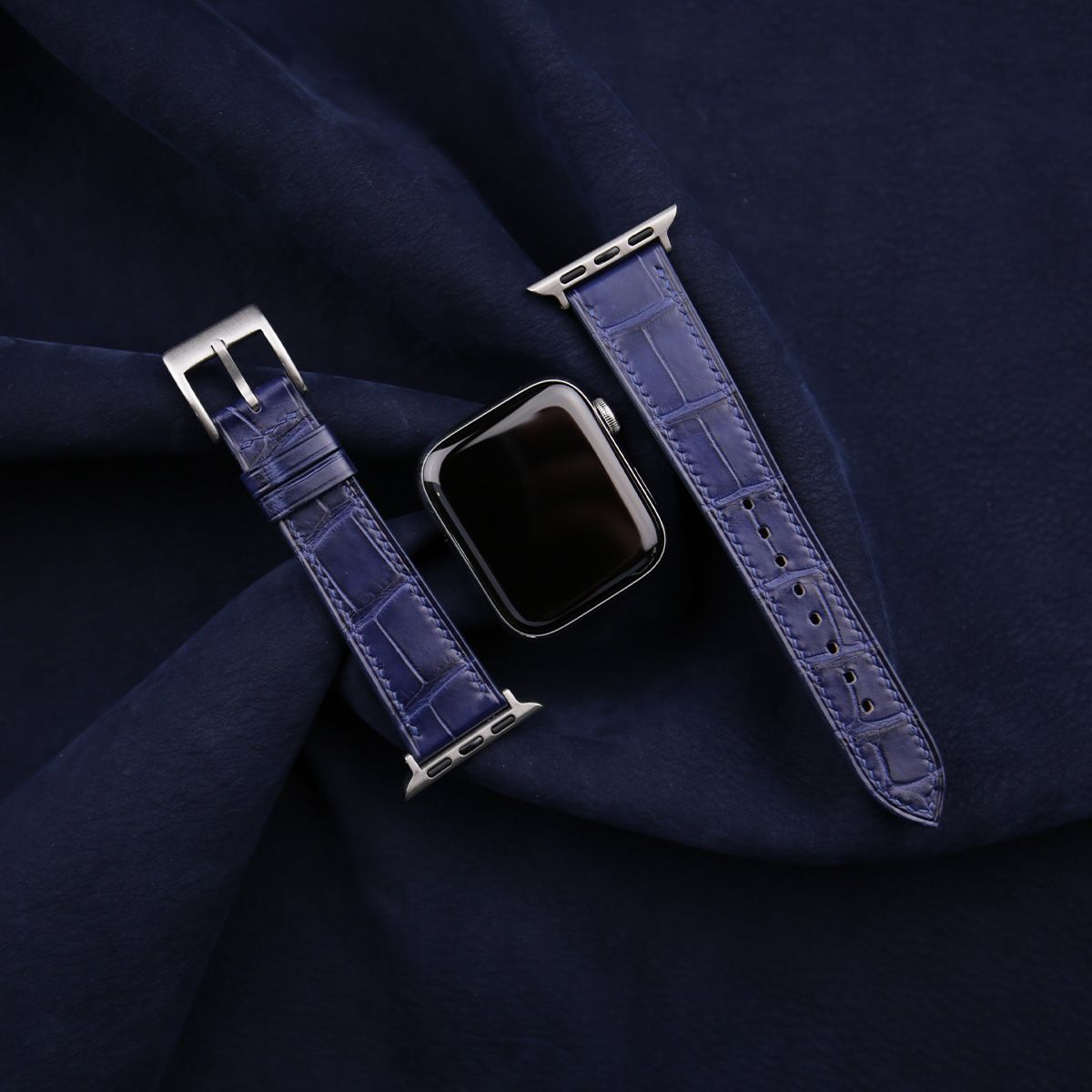 Dark Blue Alligator Leather Apple Watch Band - Image 3