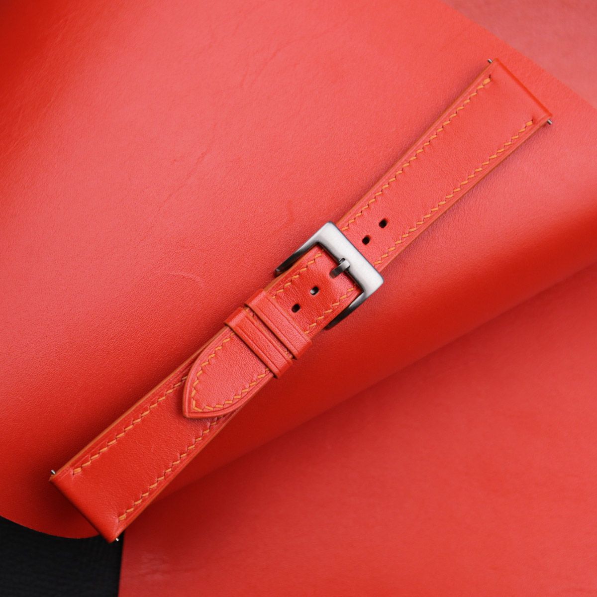 Box Calf Red Leather Watch Strap - Image 3