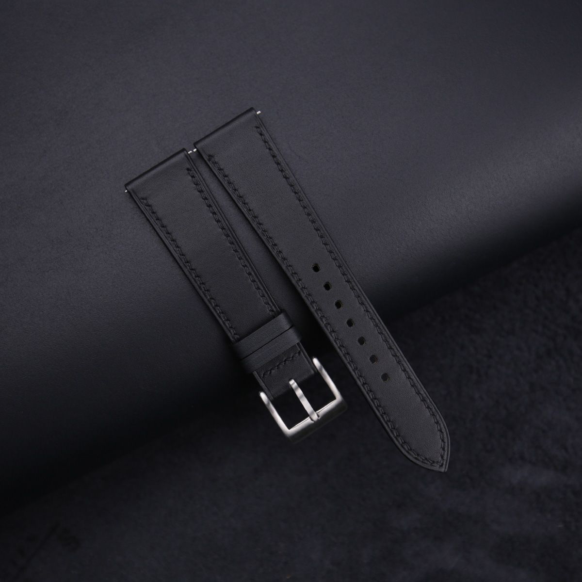 Box Calf Black Leather Watch Strap