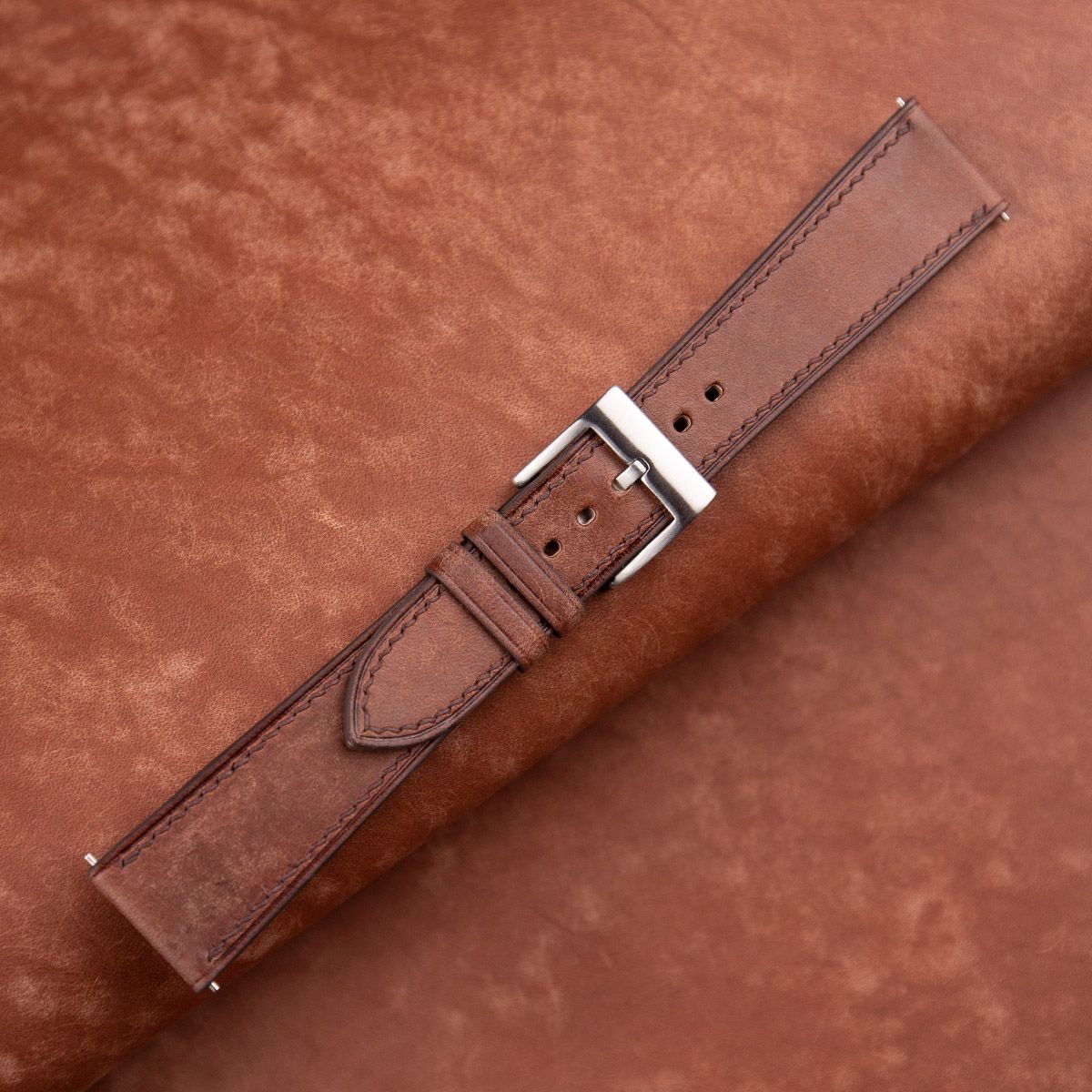 Brown Maya Vegetable Tanned Calfskin Leather Watch Strap - Image 3